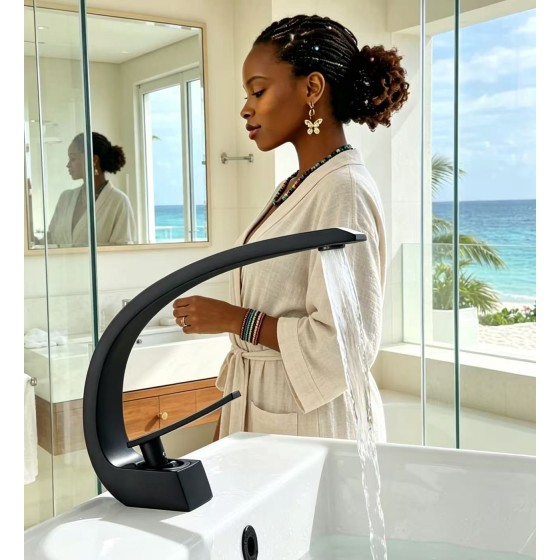 A401-NGN chrome and black basin mixer ,STOCK